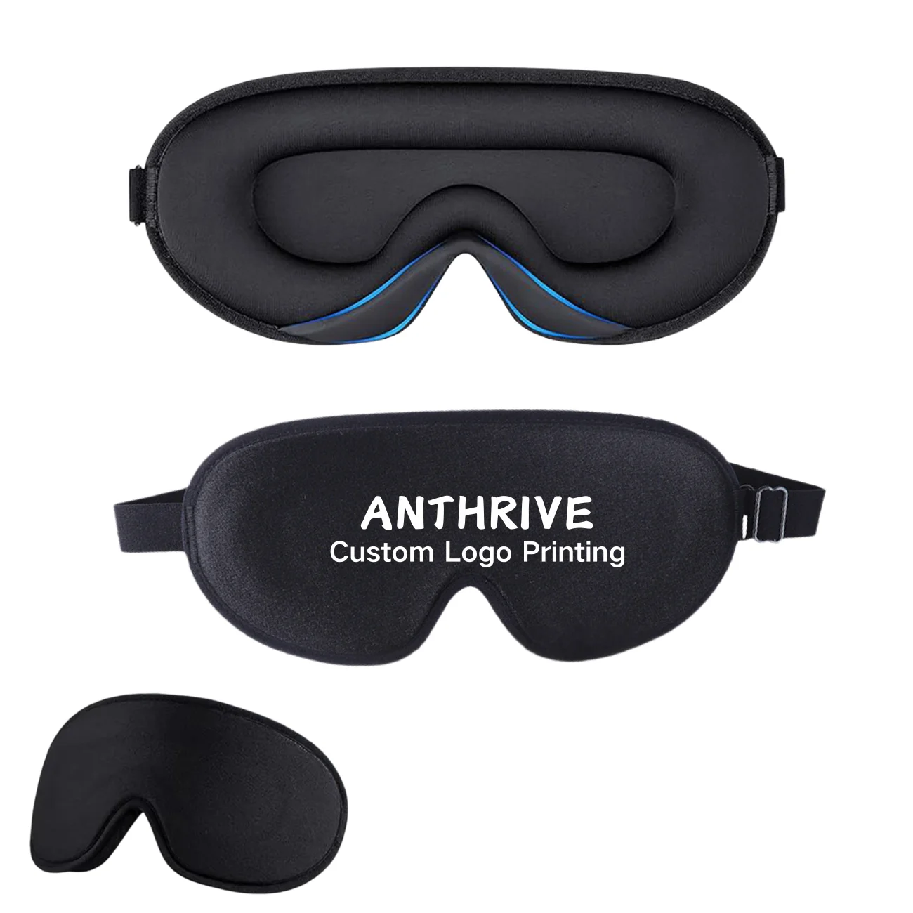 Anthrive Wholesale New Arrival 3D Silk Ice Eye Mask Three-dimensional Blackout Sleep Memory Cotton Breathable Eye Sleep Mask
