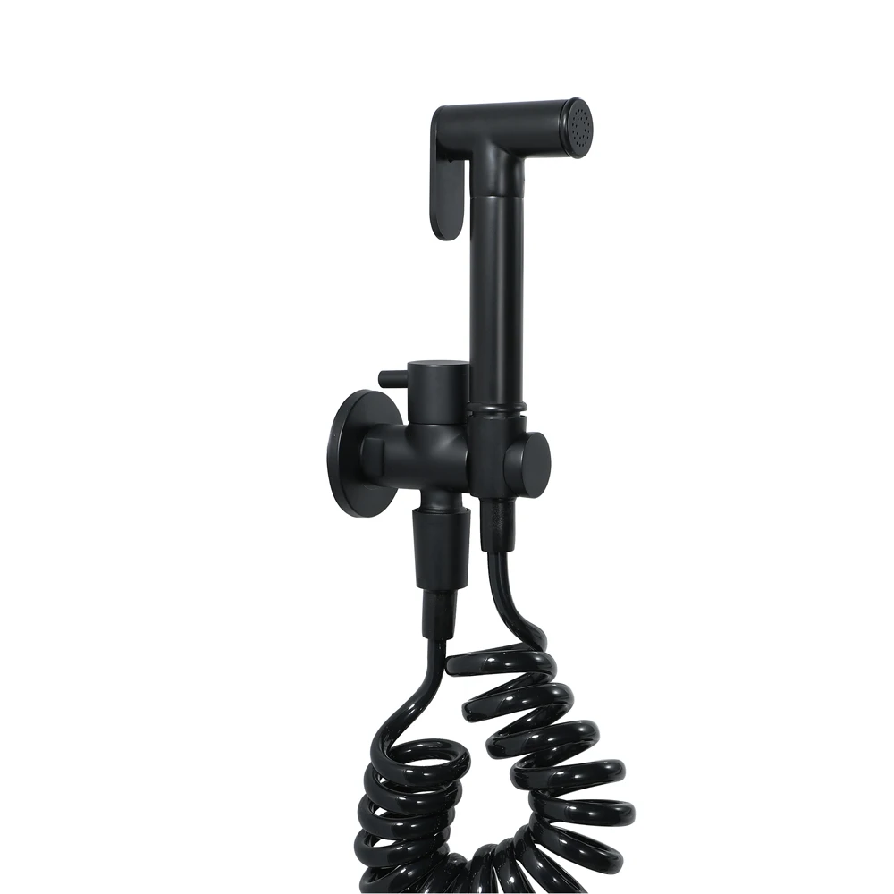 Bathroom Bras black Single Cold shattaf handheld portable bidet water sprayer Flushing Spray Gun Set