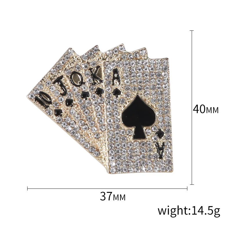 Новинка креативная популярная Большая Булавка для безопасности ювелирные изделия с инкрустированными бриллиантами игральными картами дизайнерская брошь из сплава мужчин