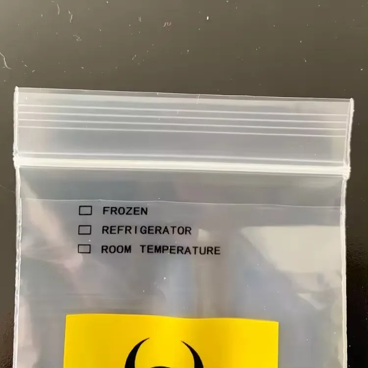 Biohazard Specimen Bags 100pcs 6x9in/15x25cm with Biohazard Red Logo Printing