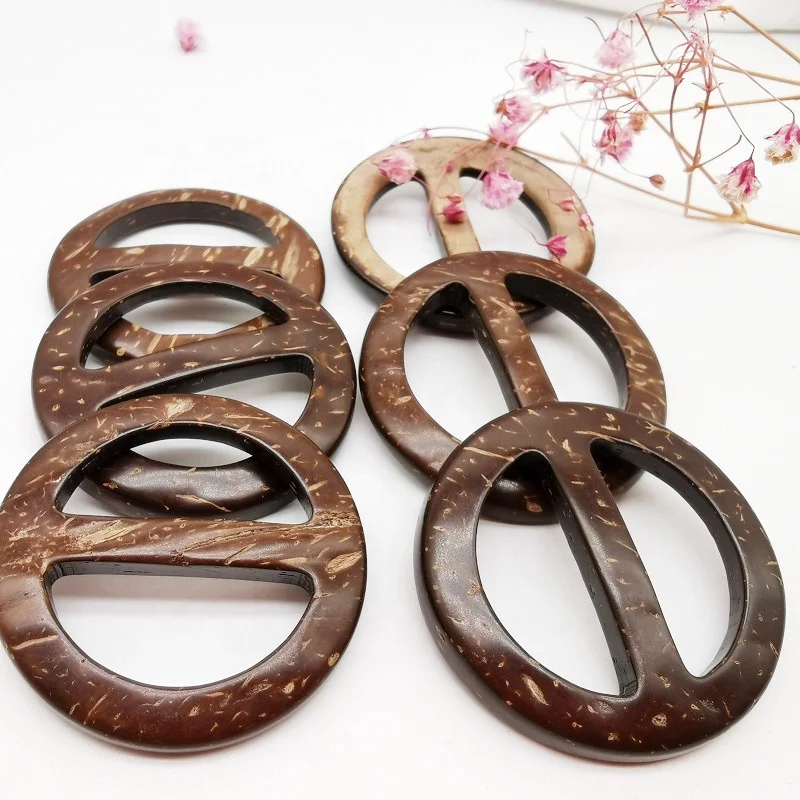 Natural Round Coconut Shell Buckle Belt Buckle Coat Coconut Shell Accessories