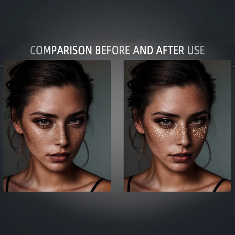 Custom Temporary Waterproof Tatoo Women Gold Silver Foil Metallic Foil Glitter Sticker Fake Freckles Face Tattoo