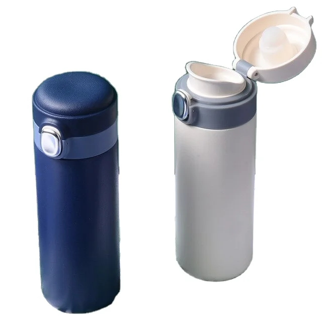 
Travel portable student bouncing straight 300ml 400ml Stainless steel cartoon pea thermos mug cup bottle double wall for water 
