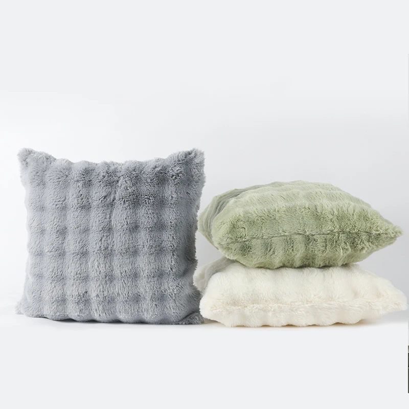 Luxury Fluffy Pillow Cases Soft warm Faux Fur Pillow Cover Throw Pillows Home Decor Faux Rabbit Fur modern Cushions Cover