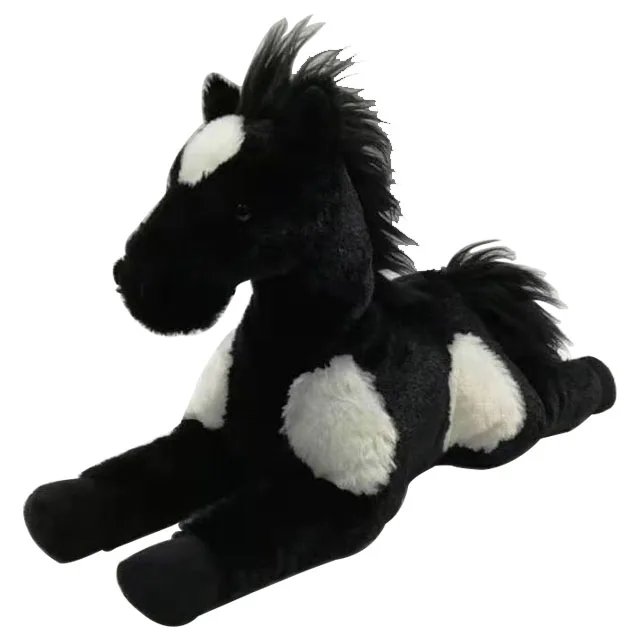 China factory custom high OEM/ODM hot sale 12.5 inch Lying Pony soft stuffed plush horse black