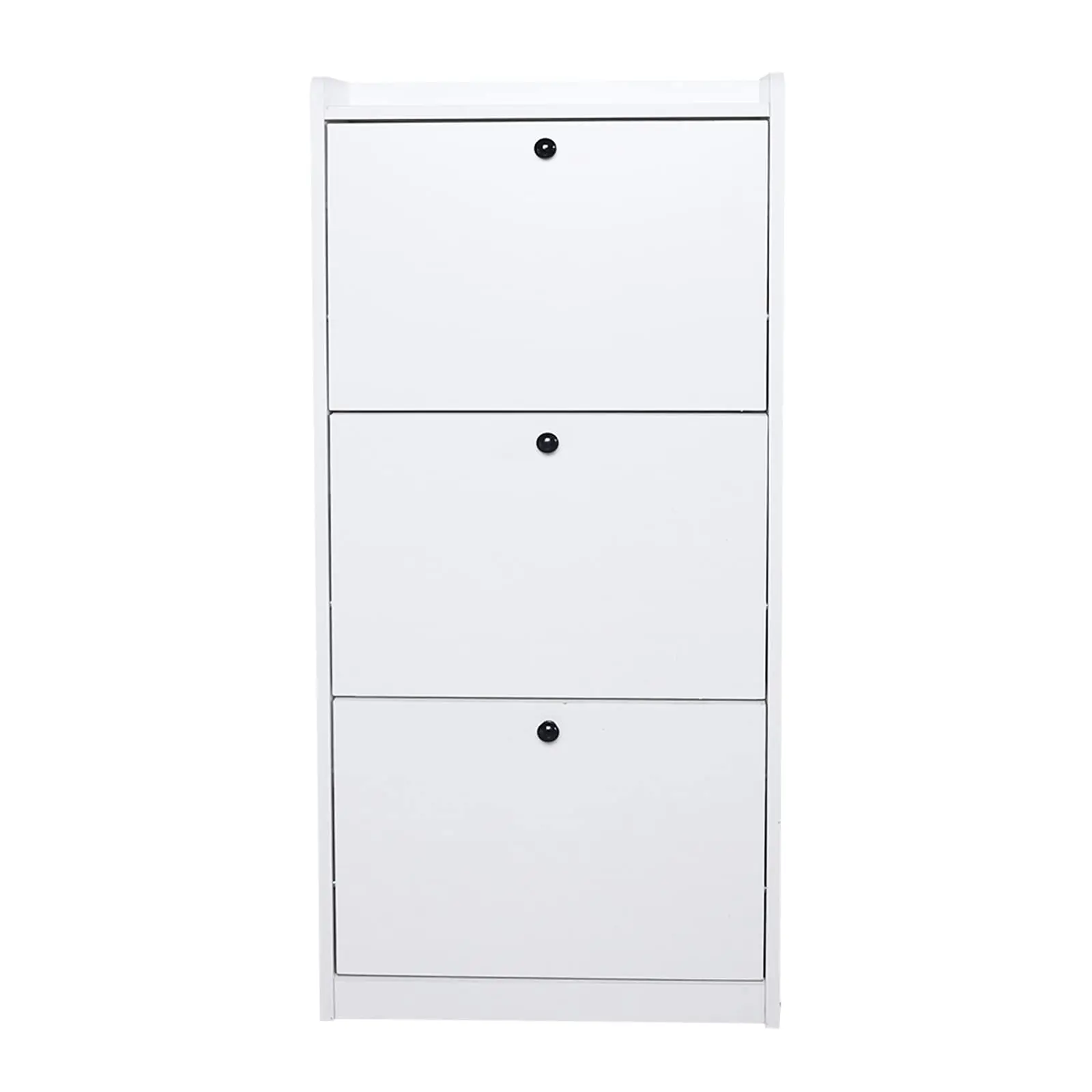 Modern Shoe Storage Cabinet with Drawers & Shelf Freestanding Tipping Bucket White Shoe Cabinet Organizer for Entryway