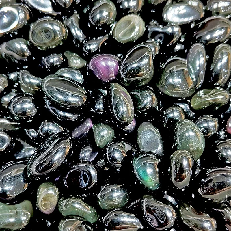 Wholesale Pocket Stone Polished Rainbow Obsidian Tumbled Stone Crystal Healing Crystal Tumble Palm Stone