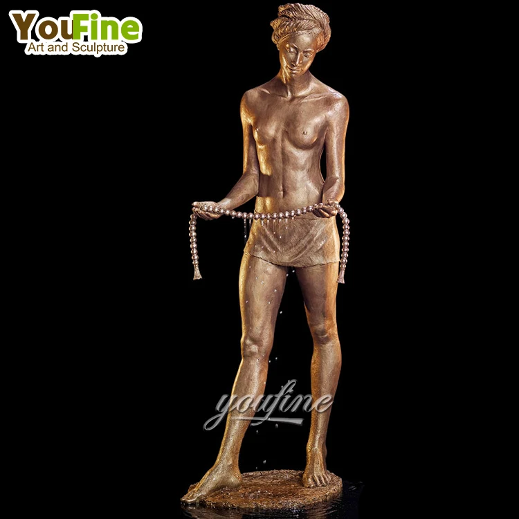 Современное наружное украшение для парка бронзовая голая женская статуя водяного фонтана продажи