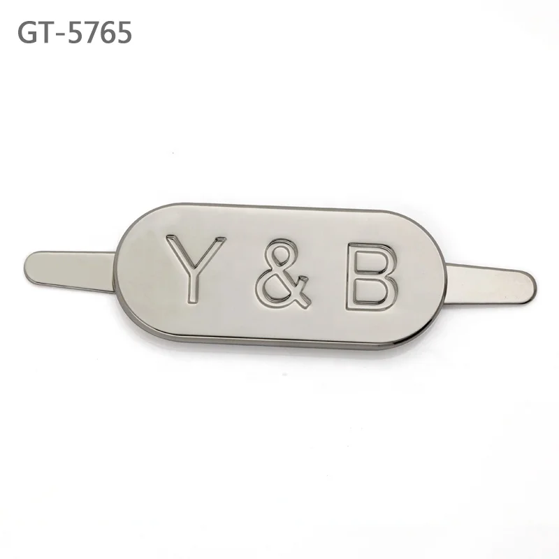 Oval shape metal engraved logo nameplates,bag accessories custom metal letter decorative logo plates for diaper bag