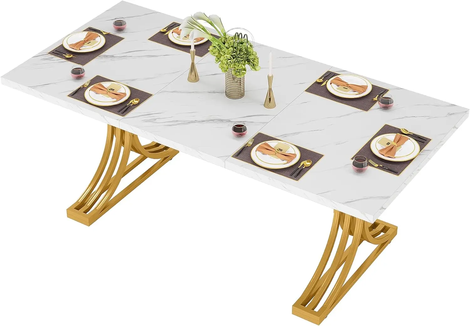 Luxury dinning room furniture modern rectangular faux marble Table top for dining room kitchen hotel