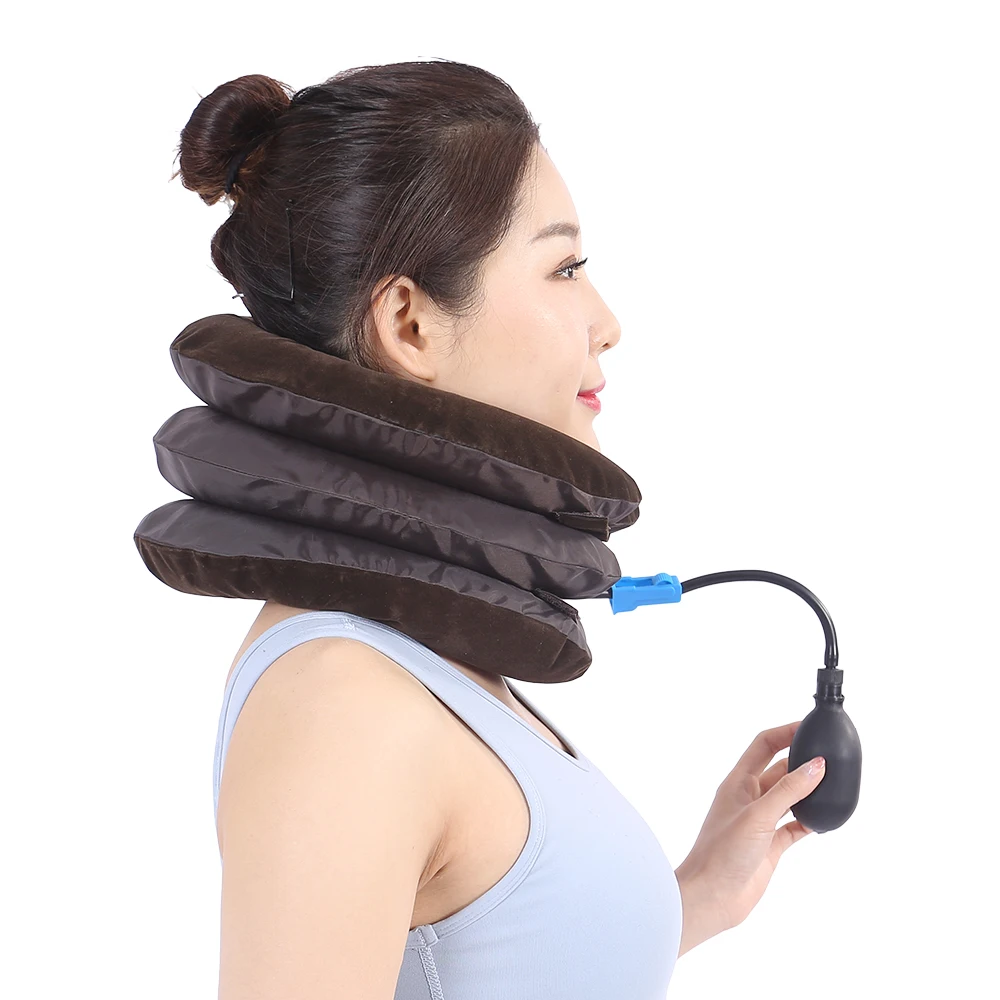 Adjustable Orthopedics Cervical Neck Traction Air Pump Cervical Collar Inflatable Neck Traction Fixation Support For Men Women