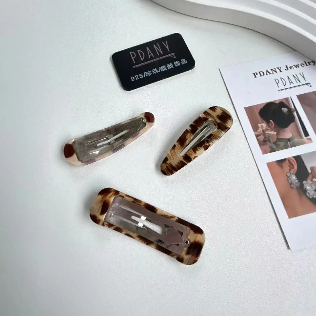 PDANY Acetate Leopard Hot Acetic Acid Hair Clip Custom Logo Support Water Drop Square Bangs Hairgrips Cute Gir Duck Mouth Clip