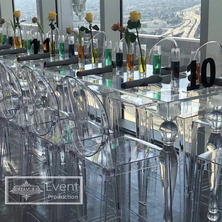 modern clear transparent high quality acrylic rectangle bar table for wedding banquet