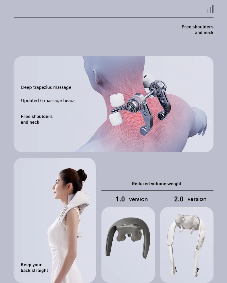 JUFIT Free hand Back rectify massage belt Six massage heads kneading Shoulder and neck massager