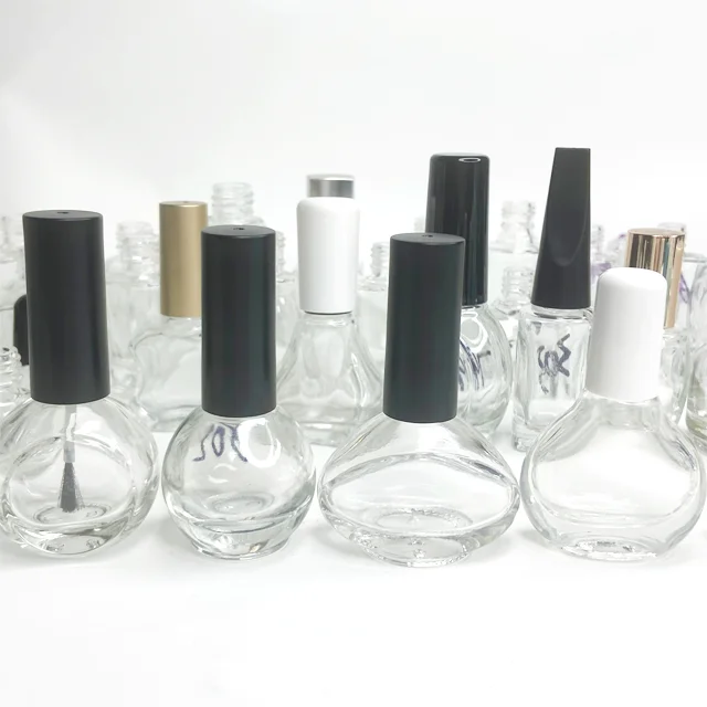 Custom Unique 3ml 5ml 7ml 9ml 10ml 15ml Transparent Matte Black White Empty Glass Gel Nail Polish Bottle With Brush Manufacture