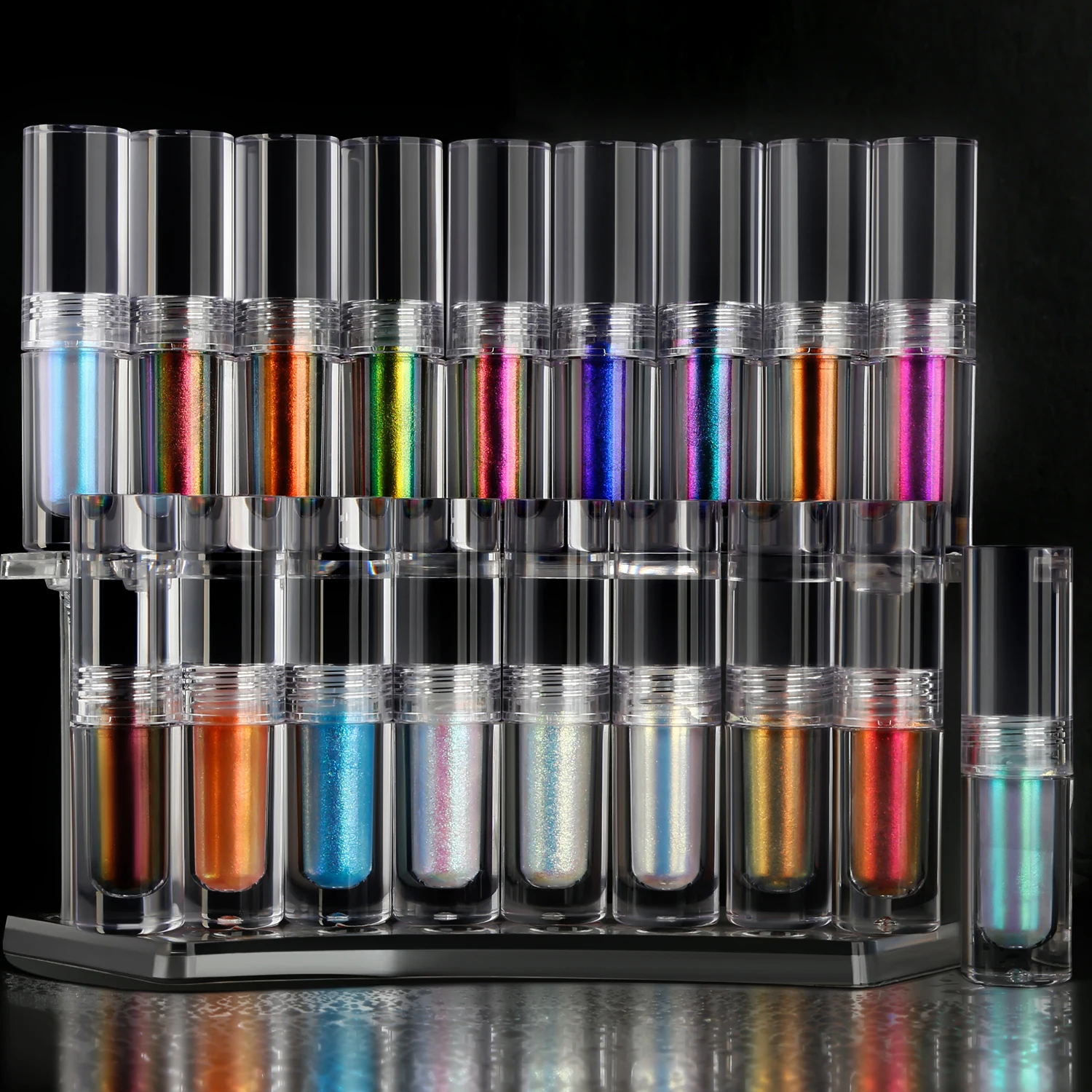 Hot Sale Duochrome 49 Colors Chrome Pigment Satin Eye Shadow Multichrome Neon Chrome Chameleon Liquid Eyeshadow