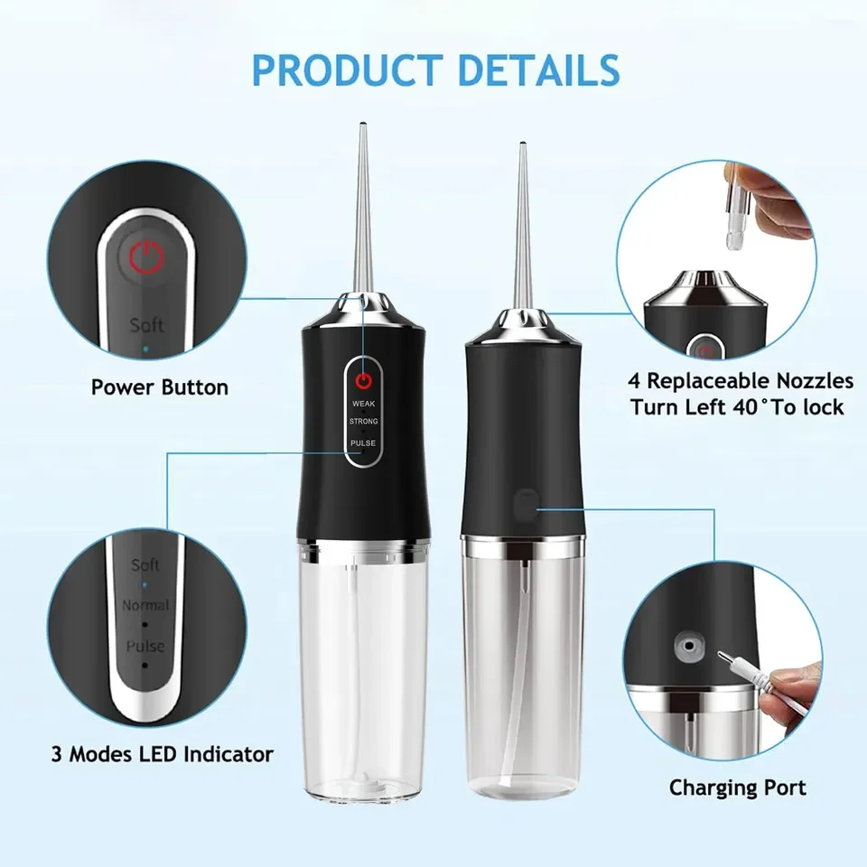 Factory Directly Sale Cordless Portable Oral Water Irrigator  Electric Dental Water Flosser With Led Display