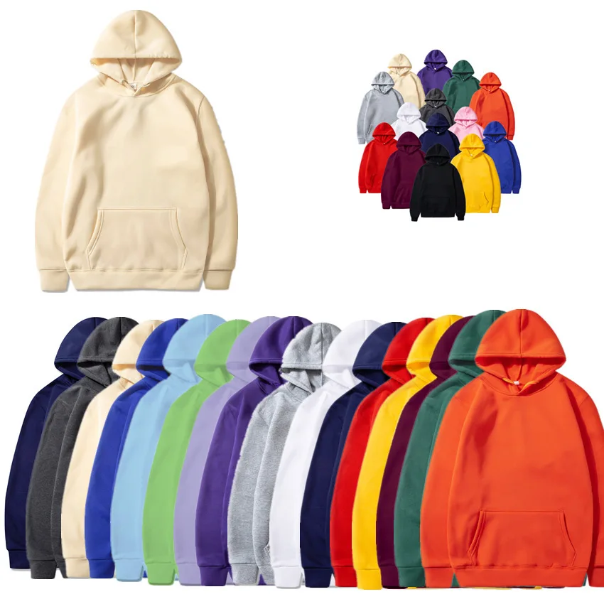 Multi Colors Sublimation Printing Custom Logo Plain Color Hoodies Polyester Fleece Hoodie Sweatshirt for Men