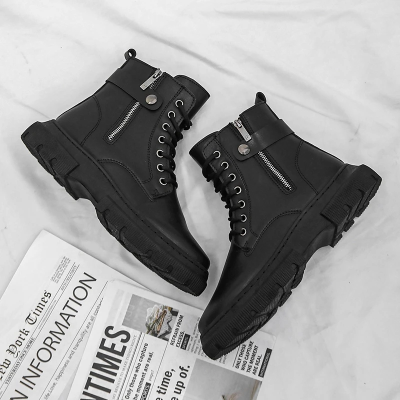 Personalized Leather Boots Zipper Flat Hoodie Harlan Boots Promotion High Quality Ankle Boots 2024 Autumn