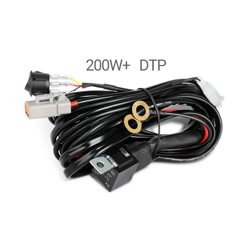 14AWG DTP Connector Wiring Harness Kit LED Light Bar 9-32V On Off Switch Power Relay Blade Fuse for Off Road Laser Driving Light