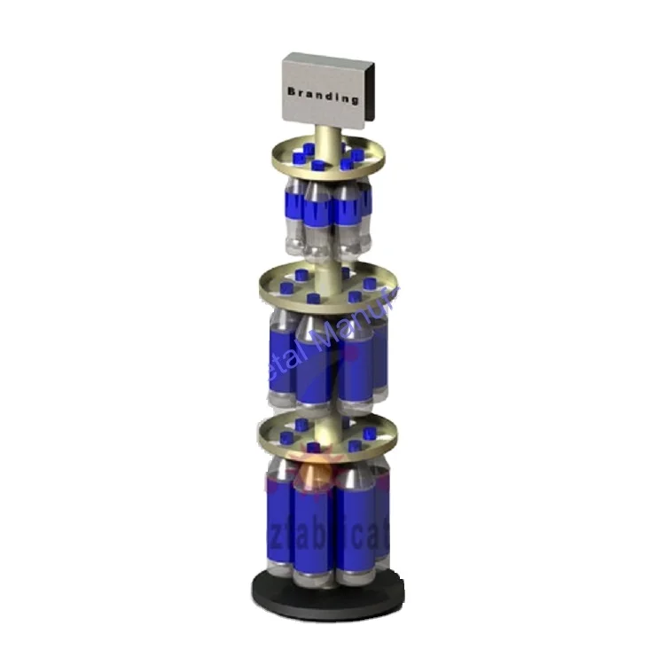 retail store countertop beverage metal retail display stand liquor small bottle stands spinner rotator steel racks