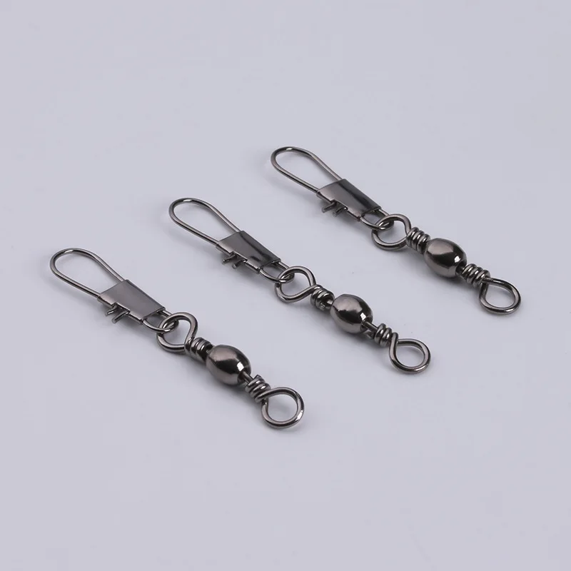 Fishing Accessories Tackle Fishing Connector Snap Swivels Rolling Ball Bearing Barrel Swivel with Safety Snap Connector