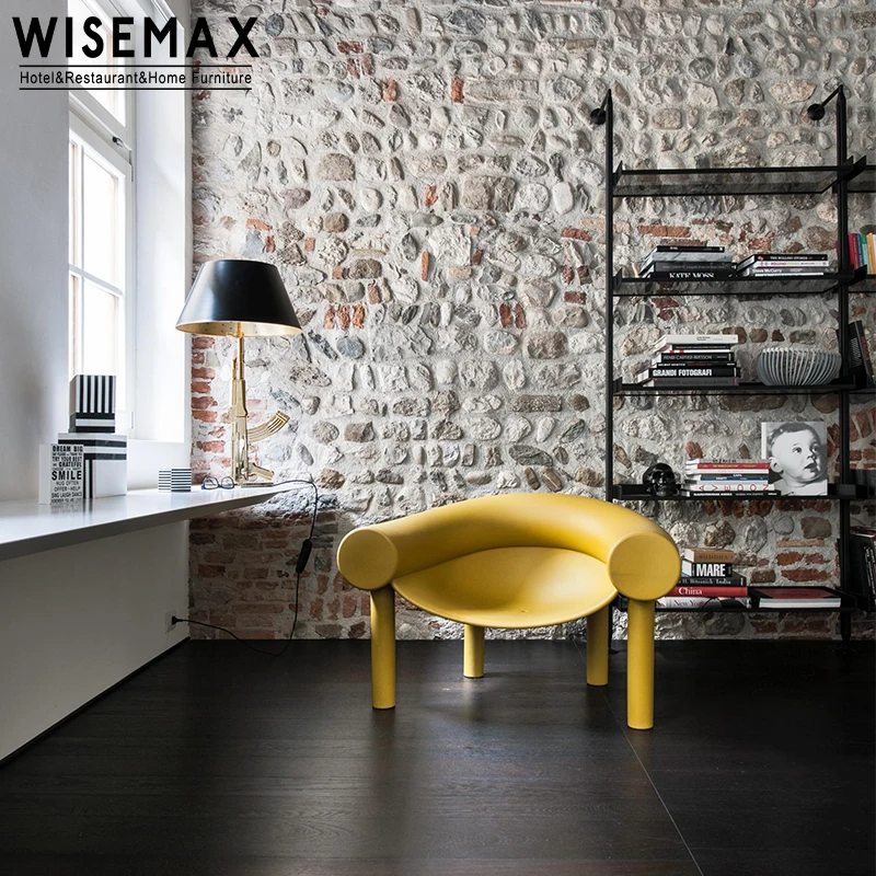 WISEMAX FURNITURE Wholesale reading room plastic chair living room furniture curved backrest horseshoe yellow leisure armchair