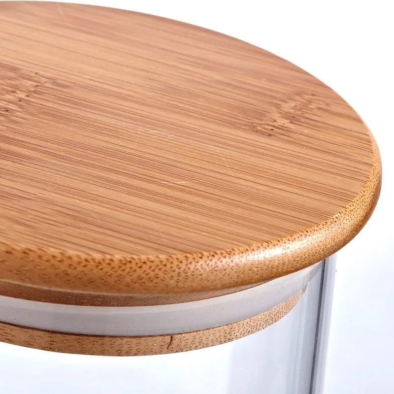Air tight food grade storage containers bamboo lid storage glass food jars glass storage containers with lids Storage-148S