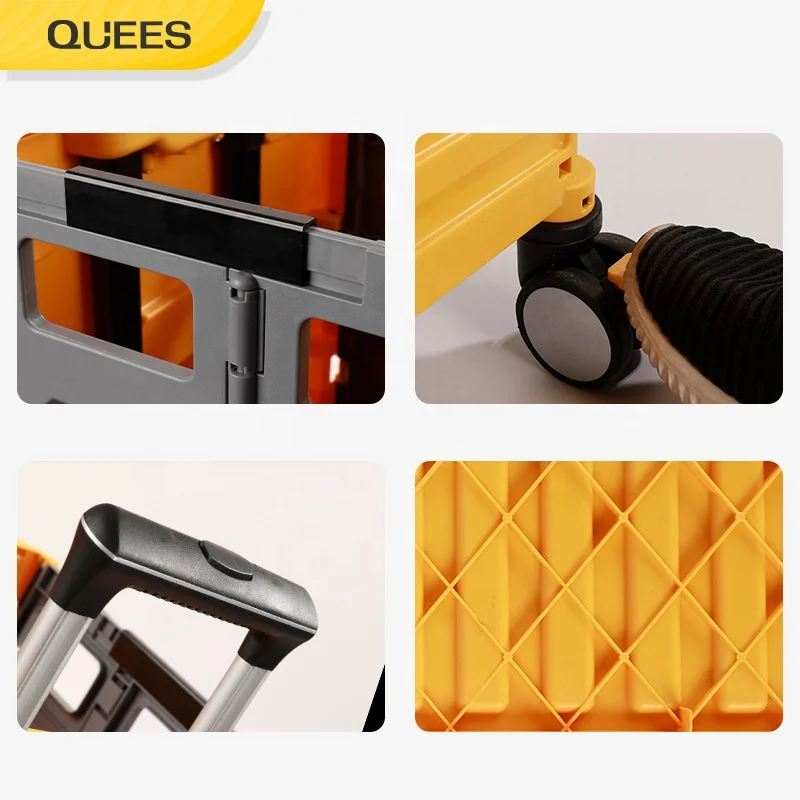 Quees design foldable supermarket shopping trolley cart bag wheel caster shop folding trolleys shopping