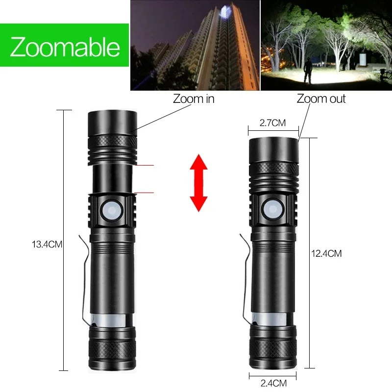 Small Pocket Torch Super Bright USB Rechargeable Torch Flashlight