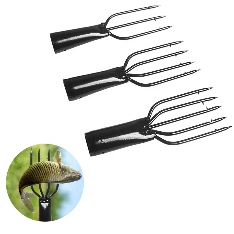 High-carbon Stainless Steel Fishing spear Harpoon fish 3 4 5 Prong Spearhead Fork spear With Barb Harpoon Darts Tip gaff