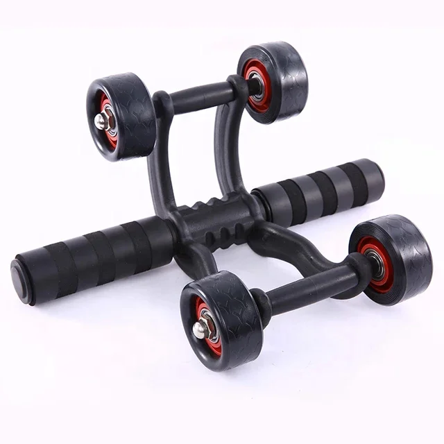 Body Building Core Training Abdominal 4 Wheels Roller Ab Workouts Machine