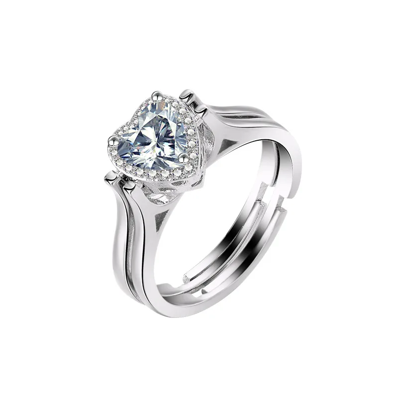 Fashion Jewelry Zircon Rings Flip Engagement Rings Reversible Round Heart Square Diamond Double Stone for Women Trendy Copper