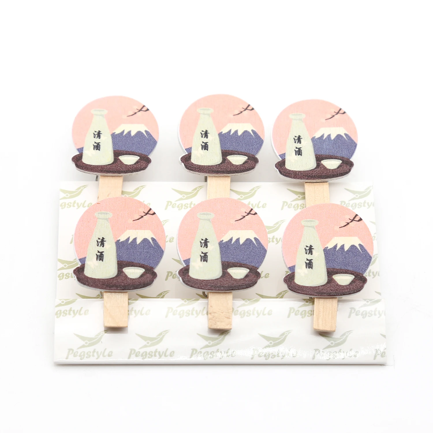 Japanese -Pattern Mini Wooden Pegs Note Memo Clips Clothespins  Photo  Clips Craft Pictures Crafts