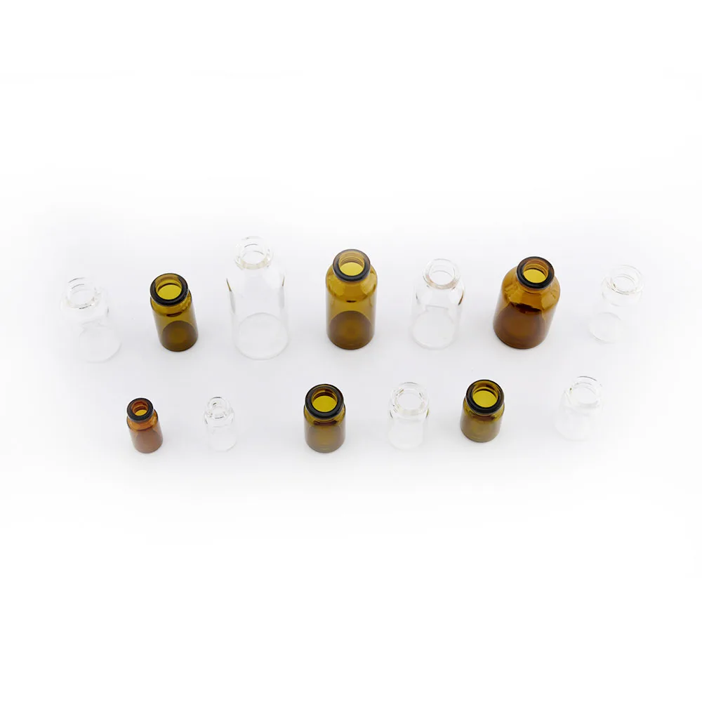 Empty Amber clear glass bottle pharmaceutical tubular 10ml glass vial for injection with Rubber Stoppers Flip Tear off Caps