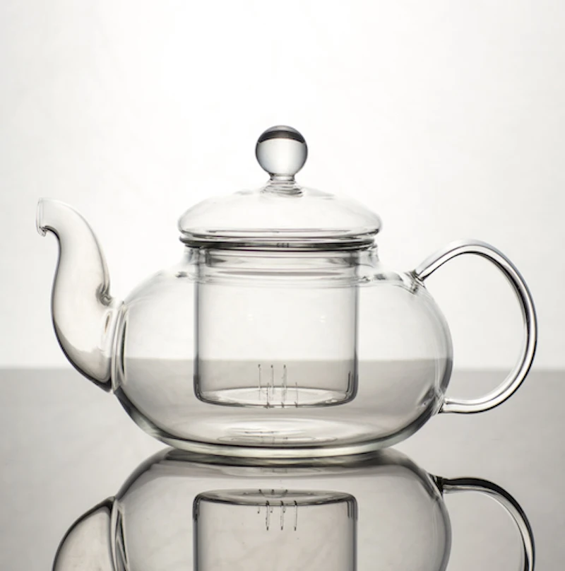 Borosilicate Glass CLear Teapot Tea Set Warmer Infuser Glass Teapot