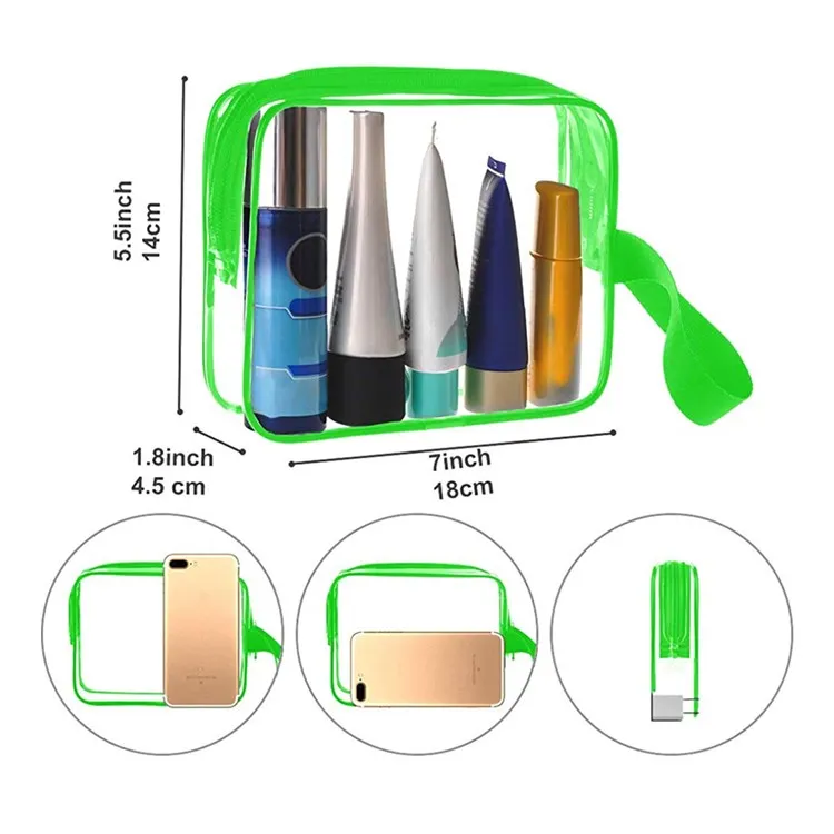 
Clear Toiletry Bag Cosmetic Makeup Handbag TSA Approved Travel Portable Women Men Airport Airline Waterproof PVC Ziplock Bag 