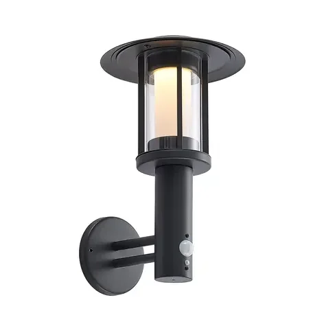 vintage matte black flat roof motion sensor outdoor solar led light for wall