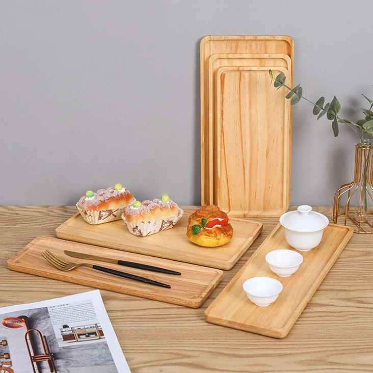 Wholesale Placemat Dinnerware Natural Black Multi-Rule Solid Wood Tray Slate Sushi Plate for Food Serving