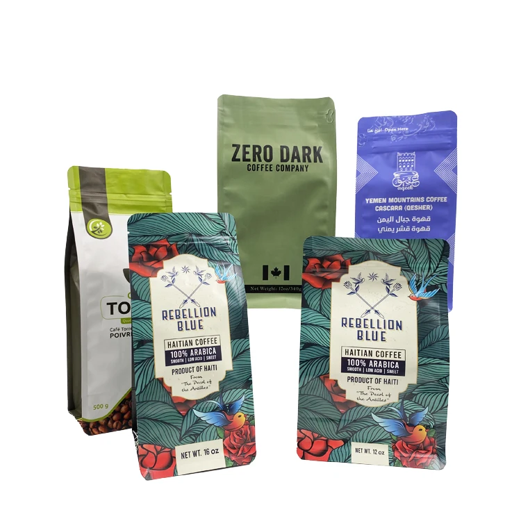 Bolsas para cafe flat bottom 8 side sealing small 5kg aluminum foil coffee bags