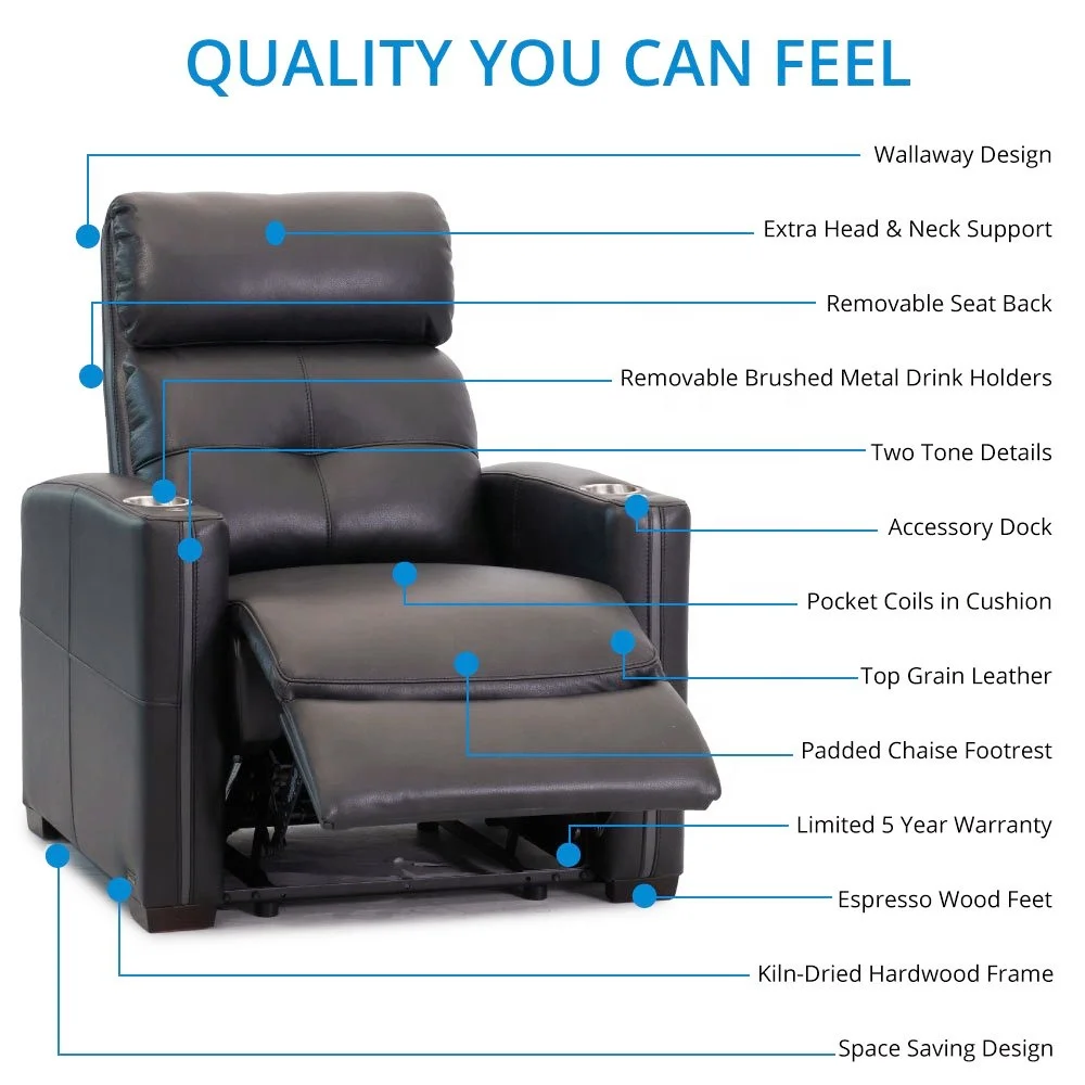 JKY Furniture ZOY Comfortable Power Reclining Cinema Movie Home Theater Recliner Sofa