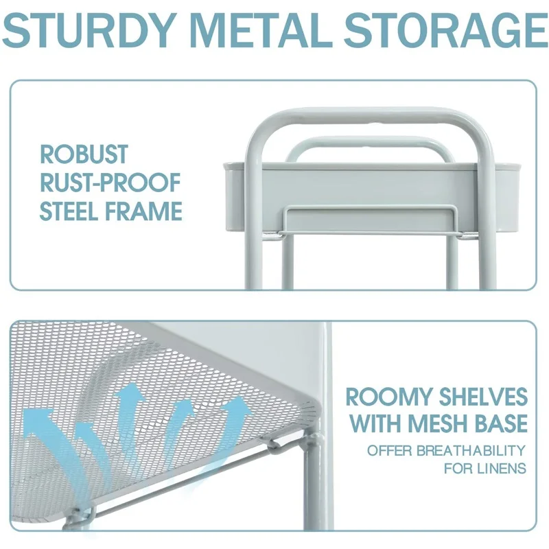 Hot Sale Best Bathroom 3 Tier Stainless Steel Shelves Trolley Utility Storage Rolling Carts Metal Kitchen Trolley With 4 Wheels
