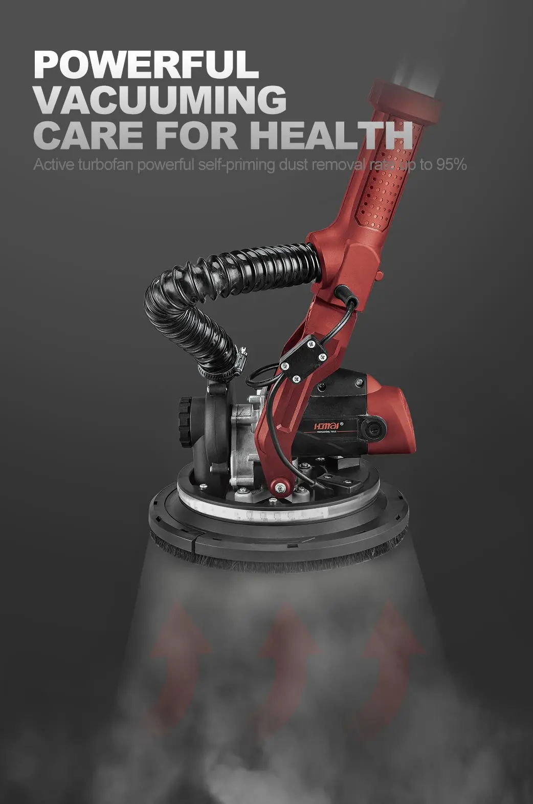 HM21K2 Factory Supply Electricity Sander Foldable Ceiling Sander Dust-Free Vacuum Drywall Sander