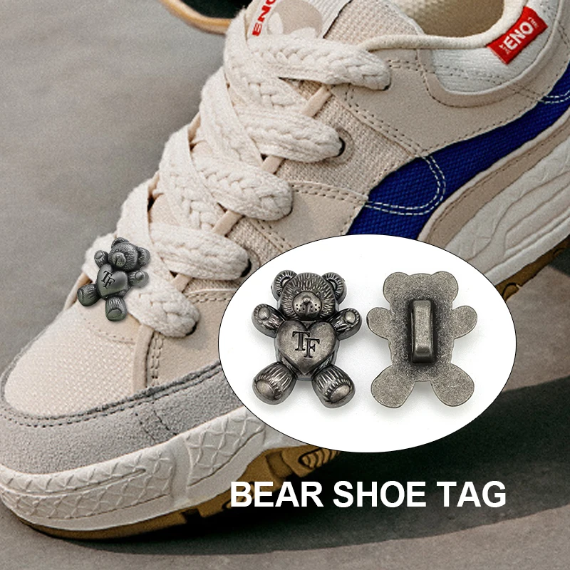 2024 Custom Alloy Shoes Brand Bear Metal Logo Tags Custom Metal Label For Shoes