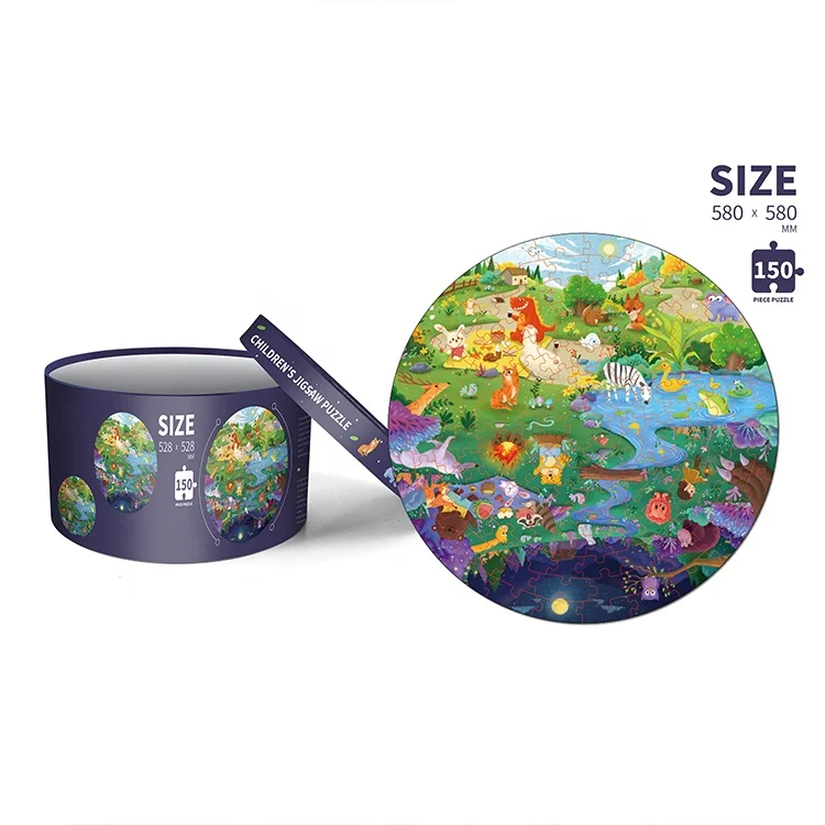 Personalized Custom Blueboard 150 Pieces 58x58cm Cartoon Toy Game Educational Jigsaw Round Puzzle Mat for Adult Kids