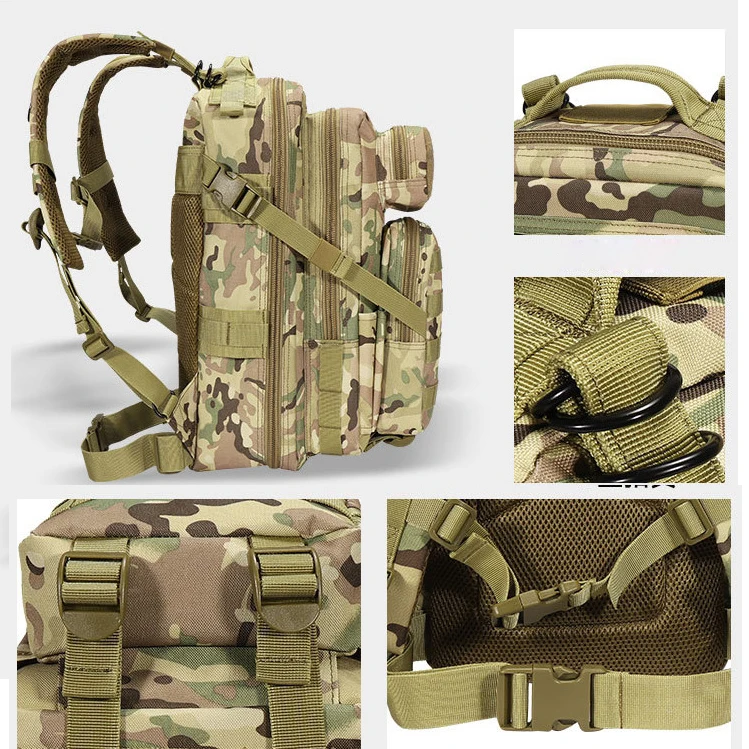 QXMOVING Outdoor Sports Travel Bags GYM Navy Waterproof Hiking Large Tactical Backpack With Laptop Interlayer