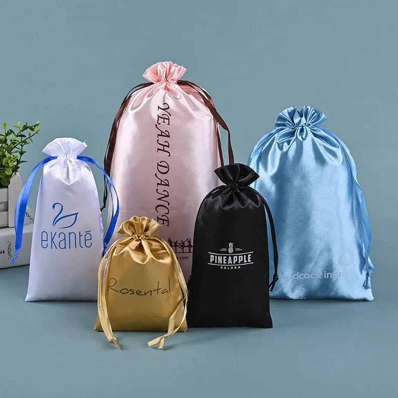 Small Wedding Favor Bags Smooth Soft Satin Fabric Candy Pouches for Baby Shower Decoration