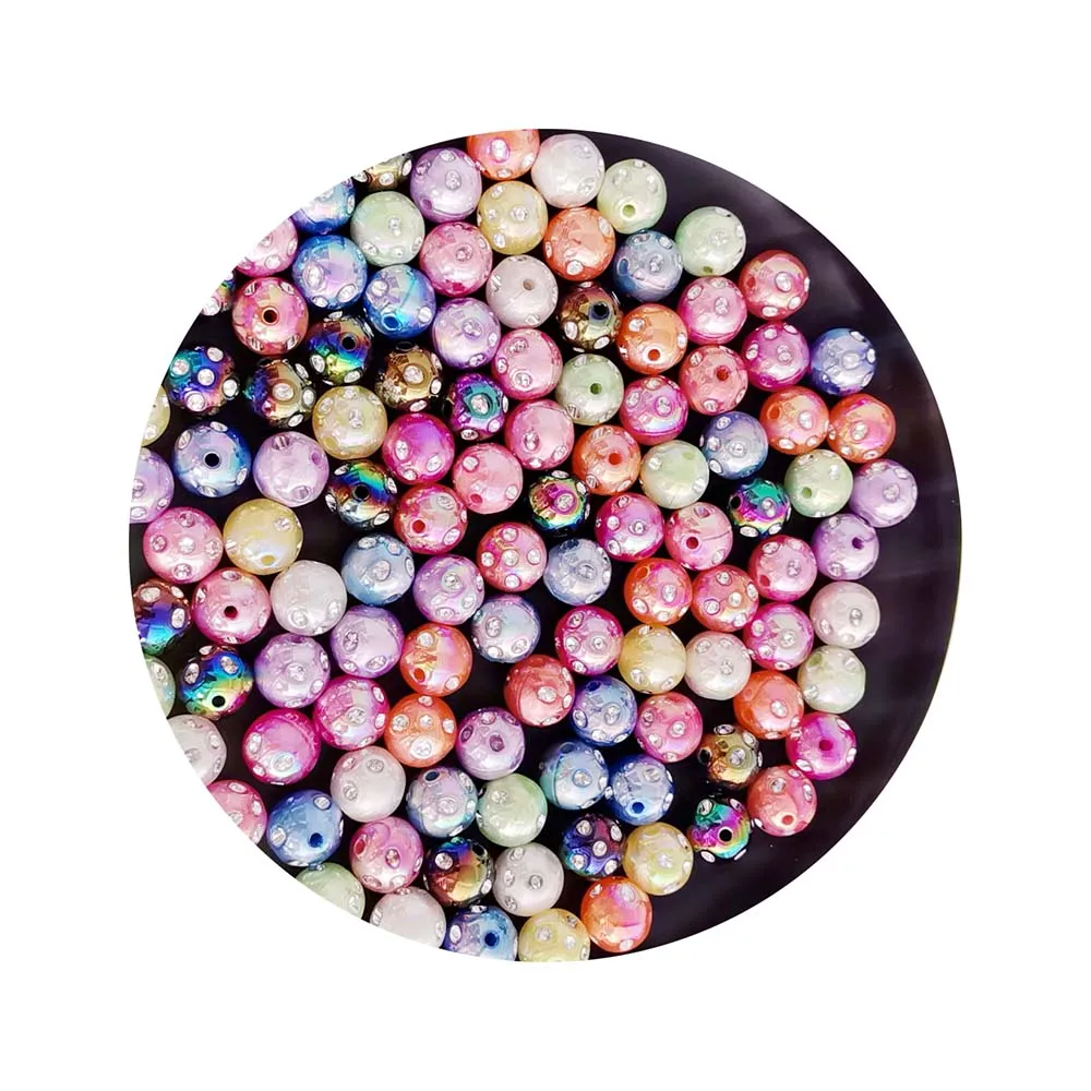 15mm Colorful Loose Crystal Acrylic Rhinestone Round Beads DIY Handmade Jewelry Accessories Beaded Pens Beads 100pcs