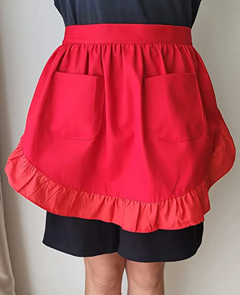 Cotton Apron  DIY Coffee Shop Waist Apron Kitchen Restaurant  Work Clothes Fashion Cute Bow Lace Cooking Apron