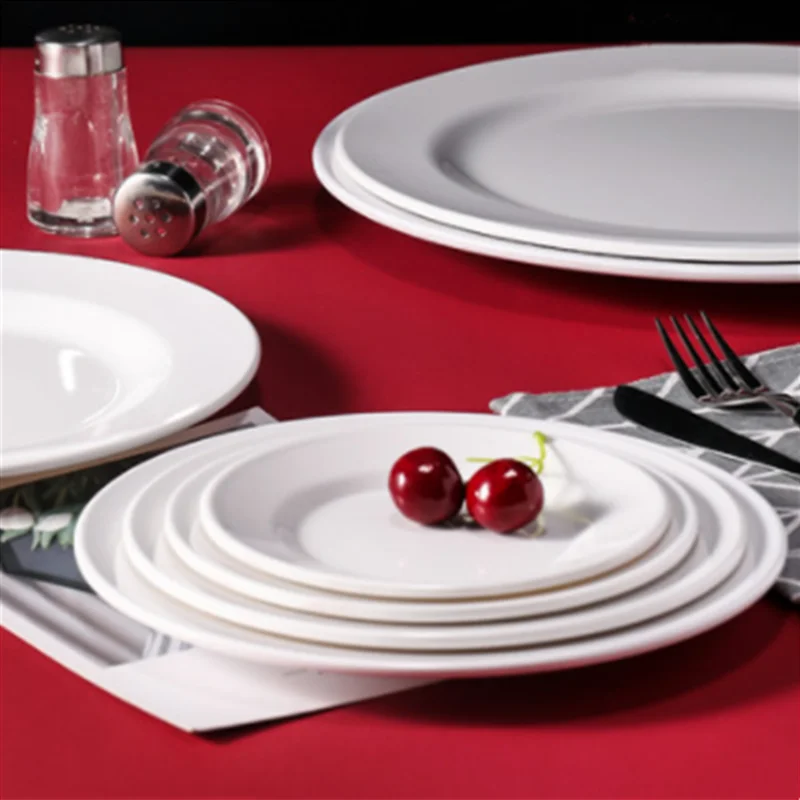 High Quality Hotel White Dishes & Plates Plastic Melamine Tableware Plate Dinnerware Sets Dinner Charger Plate For Restaurant